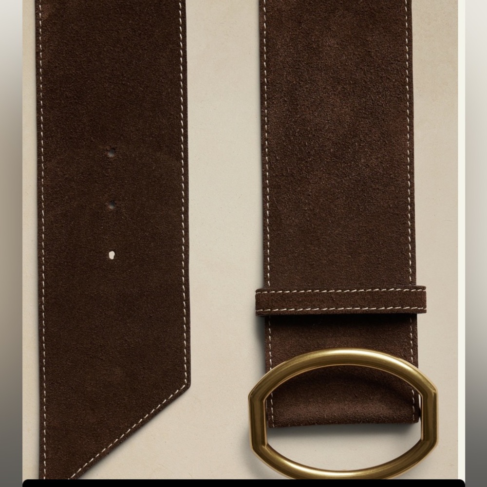 NWT Banana Republic Wide Large Buckle Suede Statement Belt - Picture 2 of 5